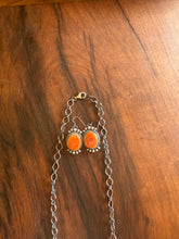 Load image into Gallery viewer, Orange Spiny Lariat Necklace with Earrings
