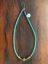 Load image into Gallery viewer, Turquoise spiny and Navajo necklace
