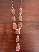 Load image into Gallery viewer, Red Spiny Lariat Set with Earrings
