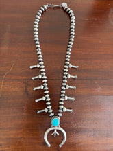 Load image into Gallery viewer, Silver Squash Blossom with Turquoise Stone
