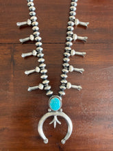 Load image into Gallery viewer, Silver Squash Blossom with Turquoise Stone
