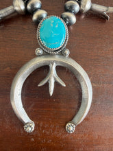 Load image into Gallery viewer, Silver Squash Blossom with Turquoise Stone
