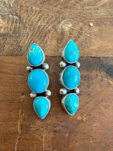 Load image into Gallery viewer, Three Stone Turquoise Earrings
