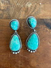 Load image into Gallery viewer, Two Stone Turquoise Earrings
