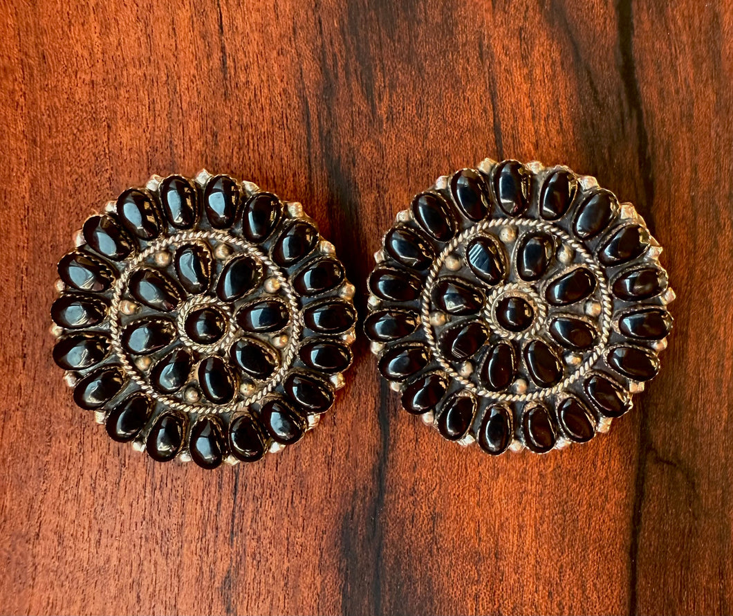 Black Onyx Cluster Earrings